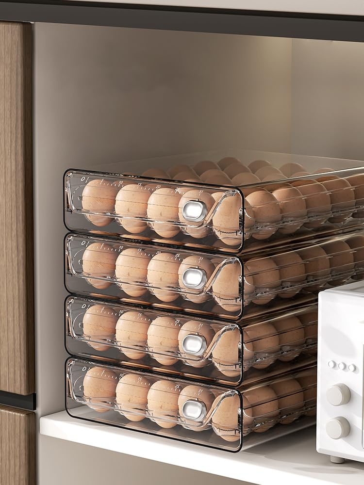 2 Tier Eggs Holder Fridge Containers Organisers Egg Storage Kitchen Stackable Storage Box For Fridge & Kitchen Countertop (60 Egg Storage)