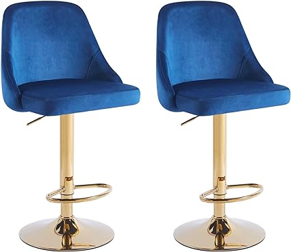 Velvet Bar Stools Height Adjustable Swivel Soft Padded Velvet Kitchen Bar Stools Home Bar Kitchen Counter Bar stools Kitchen Island Breakfast Stools (Set of 2)