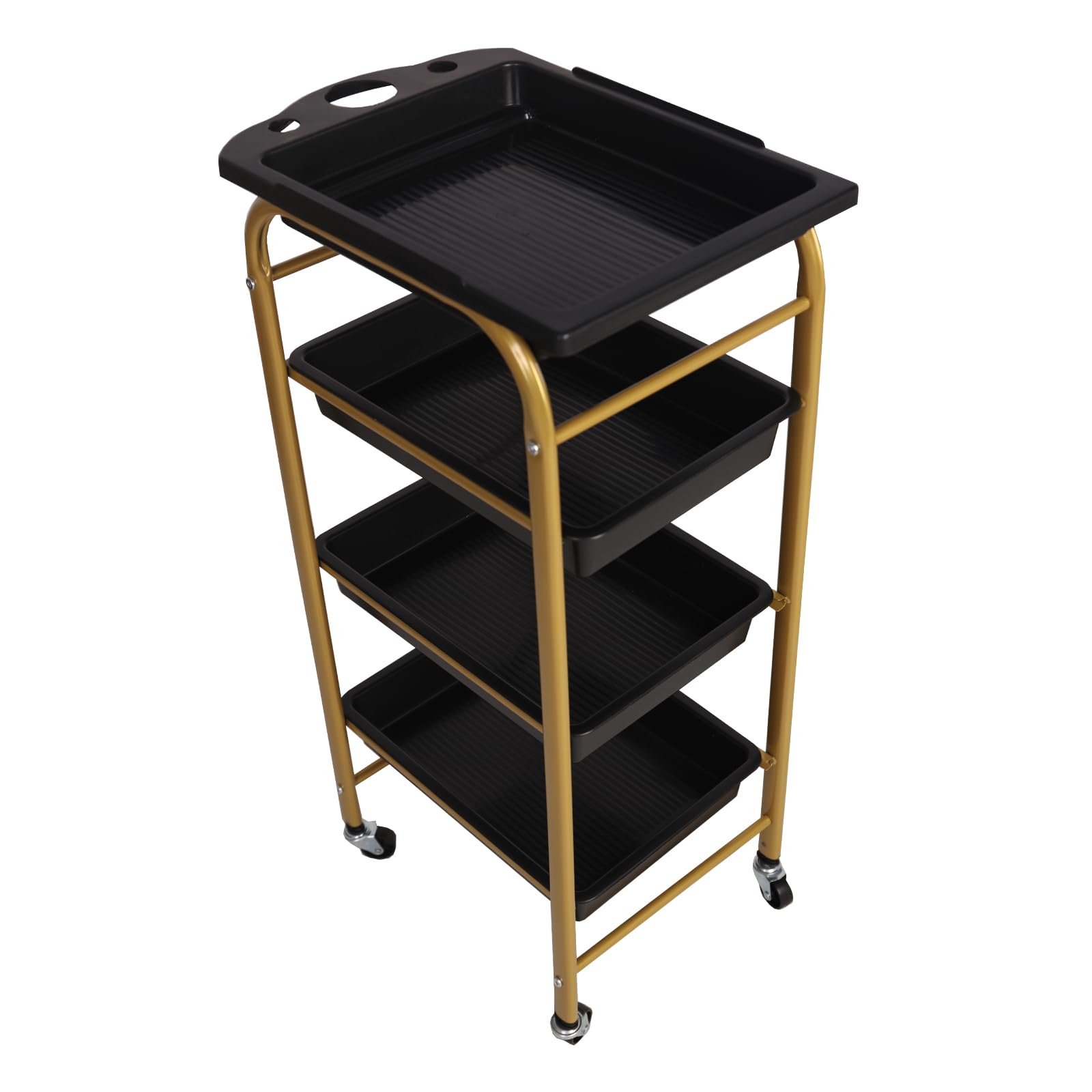 HYGRAD® 4 Layers Barber Storage Cart Hairdresser Trolley Cart On Wheels Organiser Gold Interchangeable Trays For Hairdresser Tattoo Parlour Spa Nail Salon Dental Surgery Barber