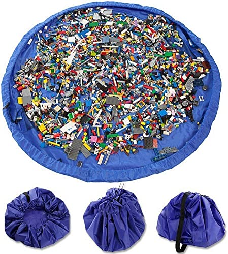 150cm Large Storage Bag Kids Nursery Play Mat Storage Bag For Toys and Lego Portable & Foldable Play Mat (Blue or Pink)
