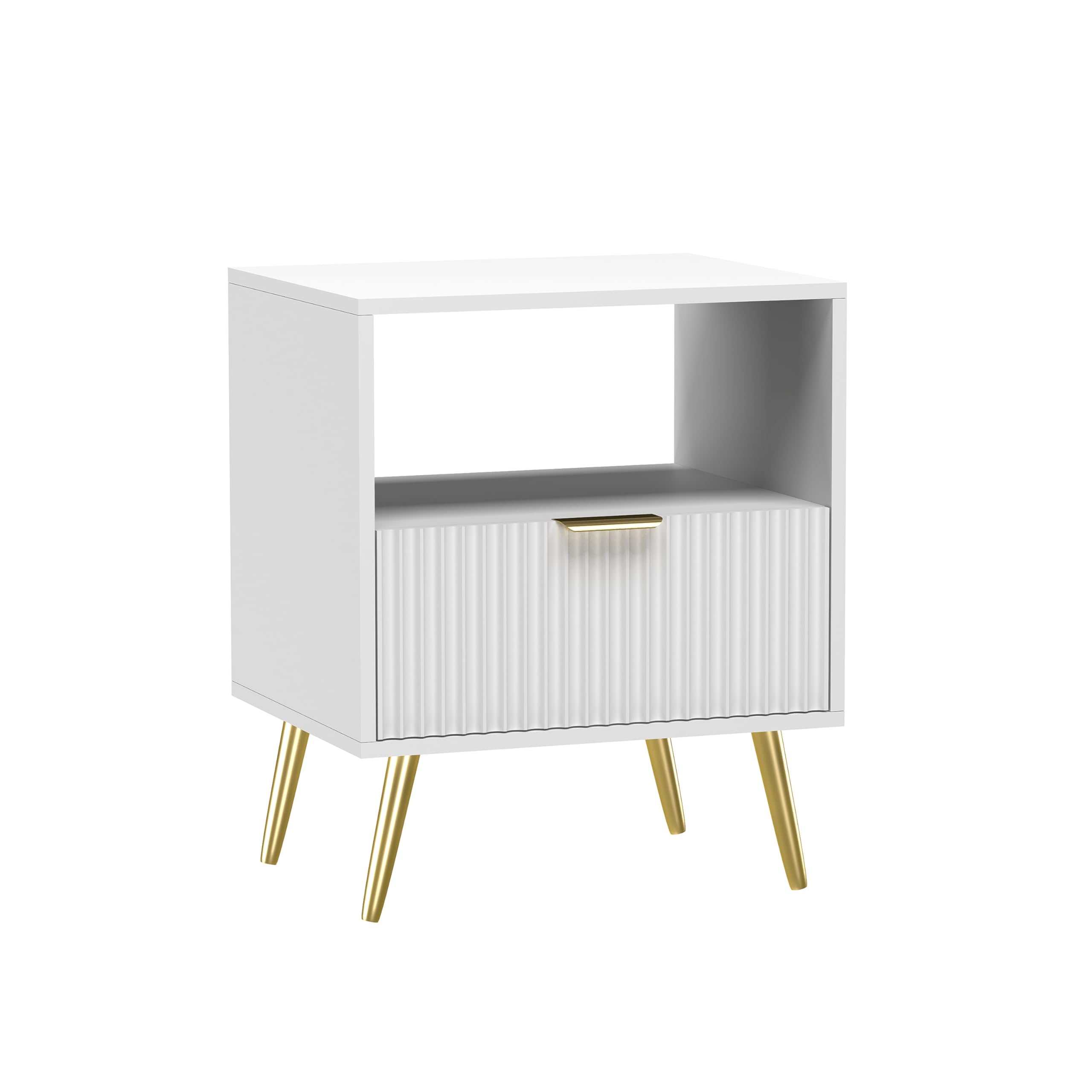 HYGRAD BUILT TO SURVIVE Living Room End Table Sofa Side Table Bedside Table Nightstand White With Golden Legs Modern Luxury Styled