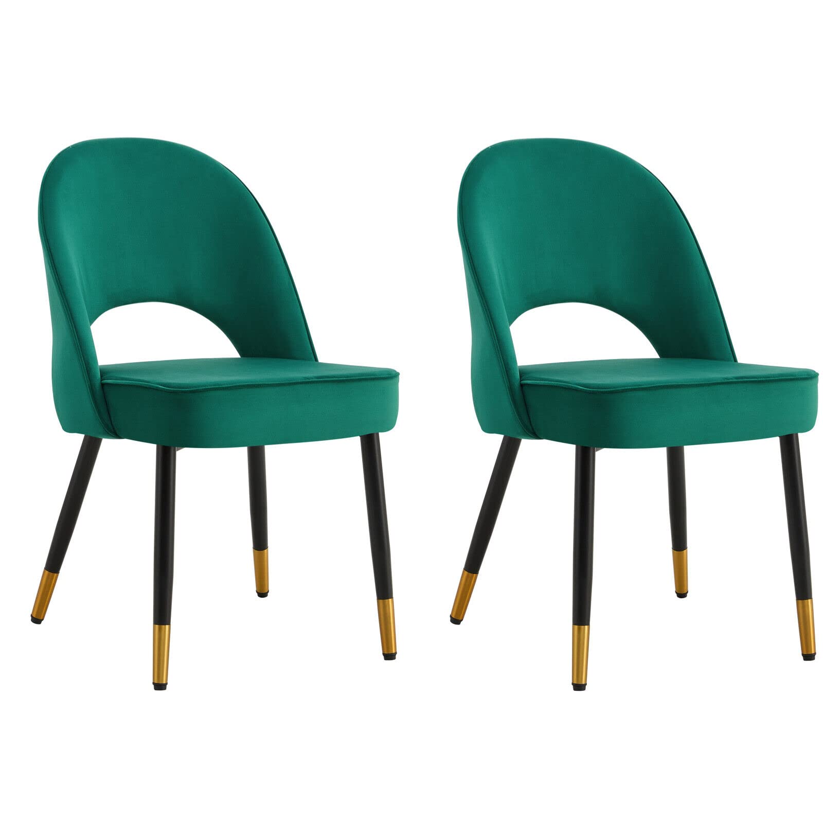 Padded Velvet Dining Chairs Set of 2 Or Single Dining Chair Upholstered Dining Seats With Black Legs Velvet Chairs For Dining Office Cafe Restaurant (Set of 2)