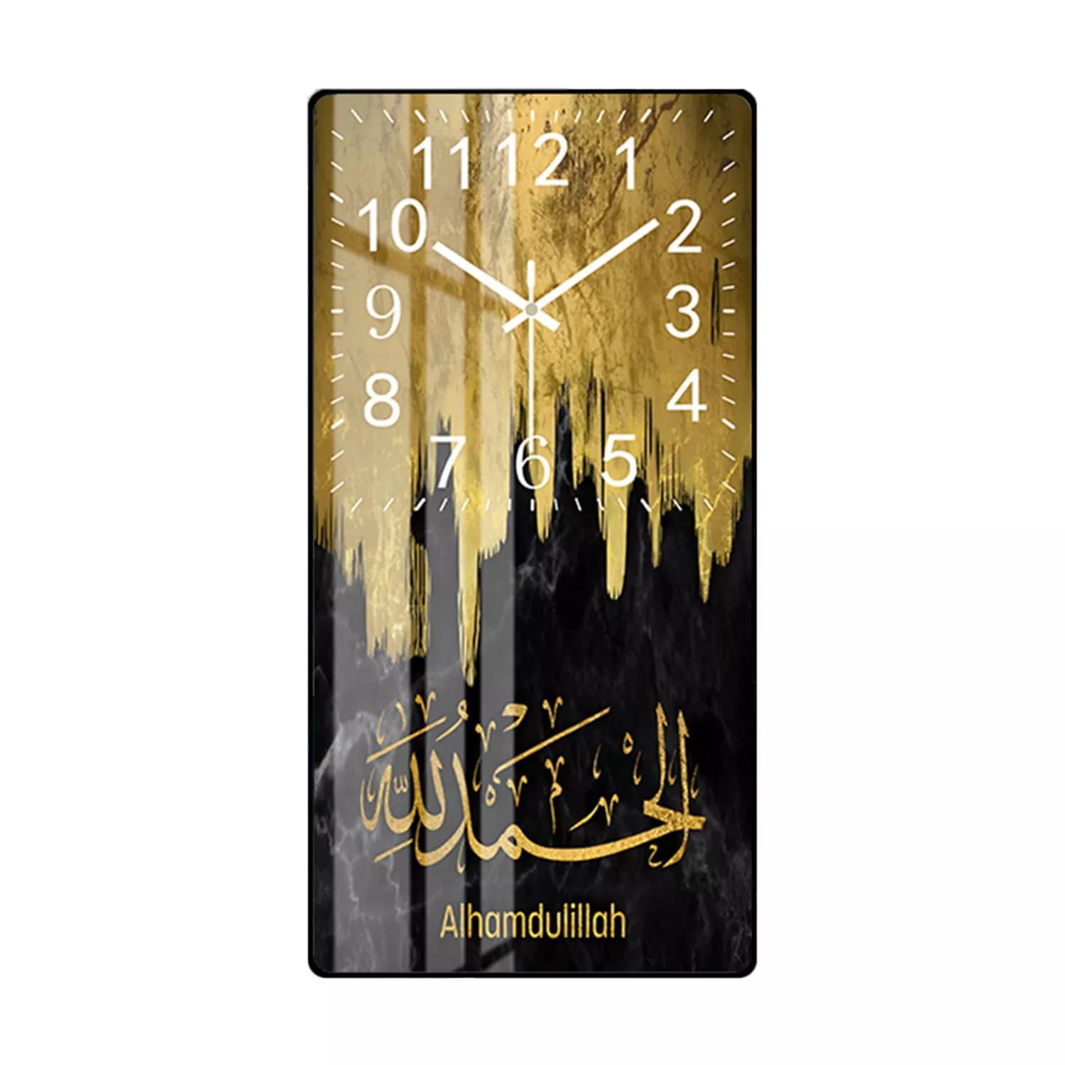 HYGRAD BUILT TO SURVIVE 𝗛𝗬𝗚𝗥𝗔𝗗 - Modern Style Islamic Calligraphy Wall Clock Crystal Porcelain Acrylic wall Art For Living Room, Kitchen Wall Home Decor (Design A)