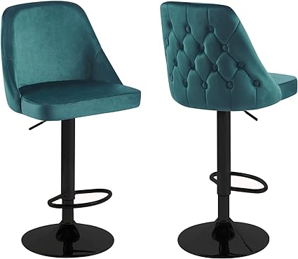 Velvet Bar Stools Height Adjustable Swivel Soft Padded Velvet Kitchen Bar Stools Home Bar Kitchen Counter Bar stools Kitchen Island Breakfast Stools (Set of 2)