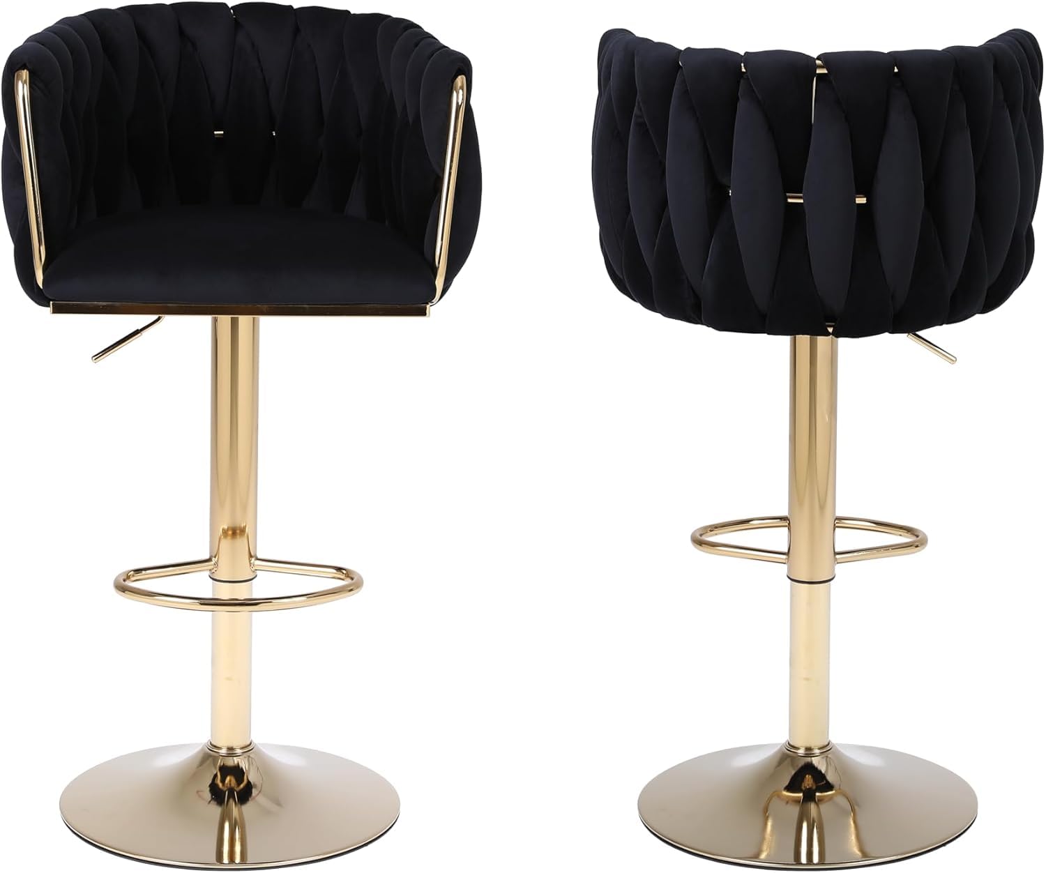 Modern 2-in-1 Bar Stool - 360° Swivel, Gold Base, Velvet, Kitchen Island Bar Chairs