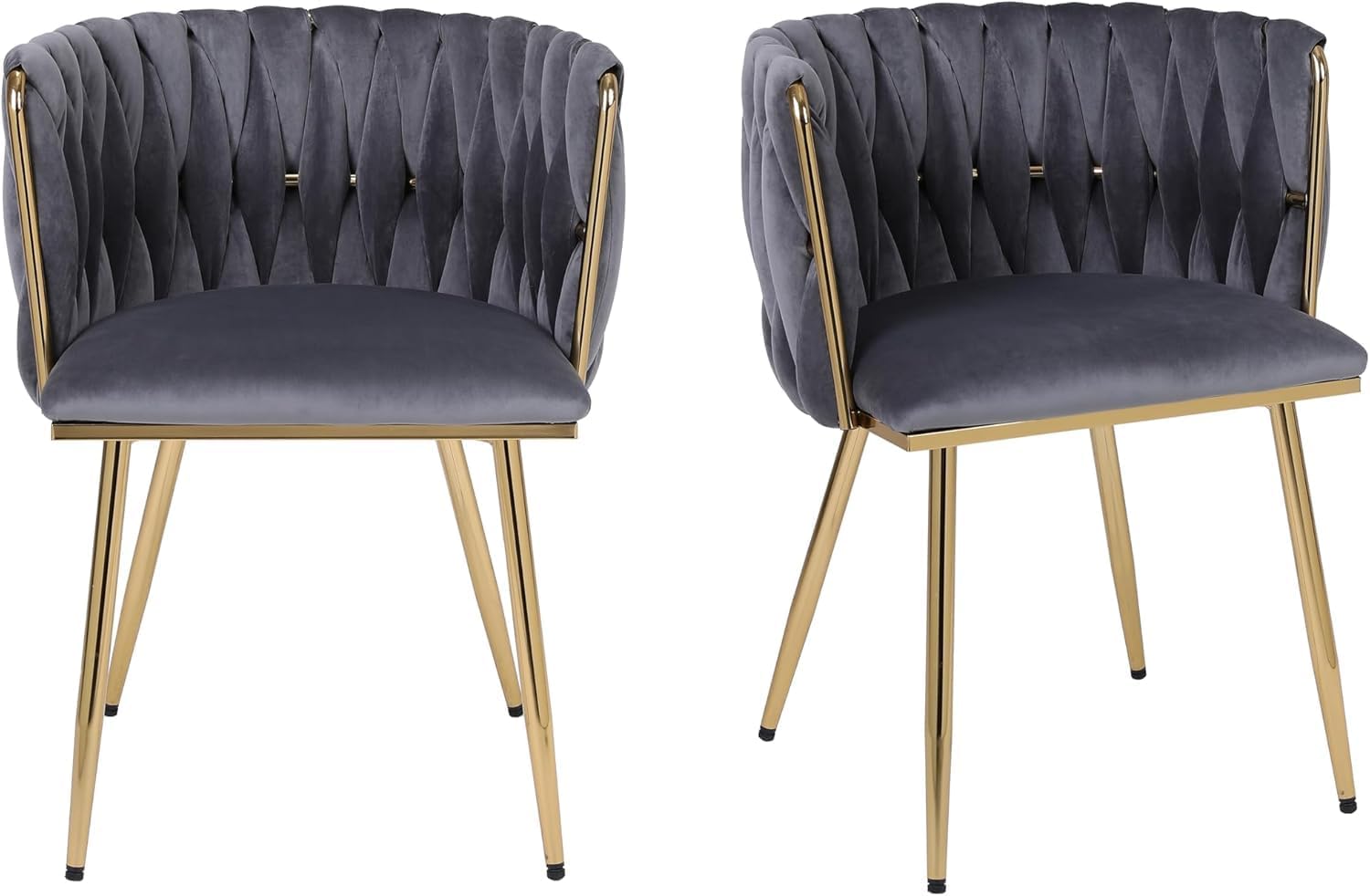 Modern Velvet Dining Chairs Set Of 2 – Accent Kitchen Chairs With Backrest & Metal Legs 47D X 53W X 72H For Office, Dining Room, Living Room, Kitchen, Vanity