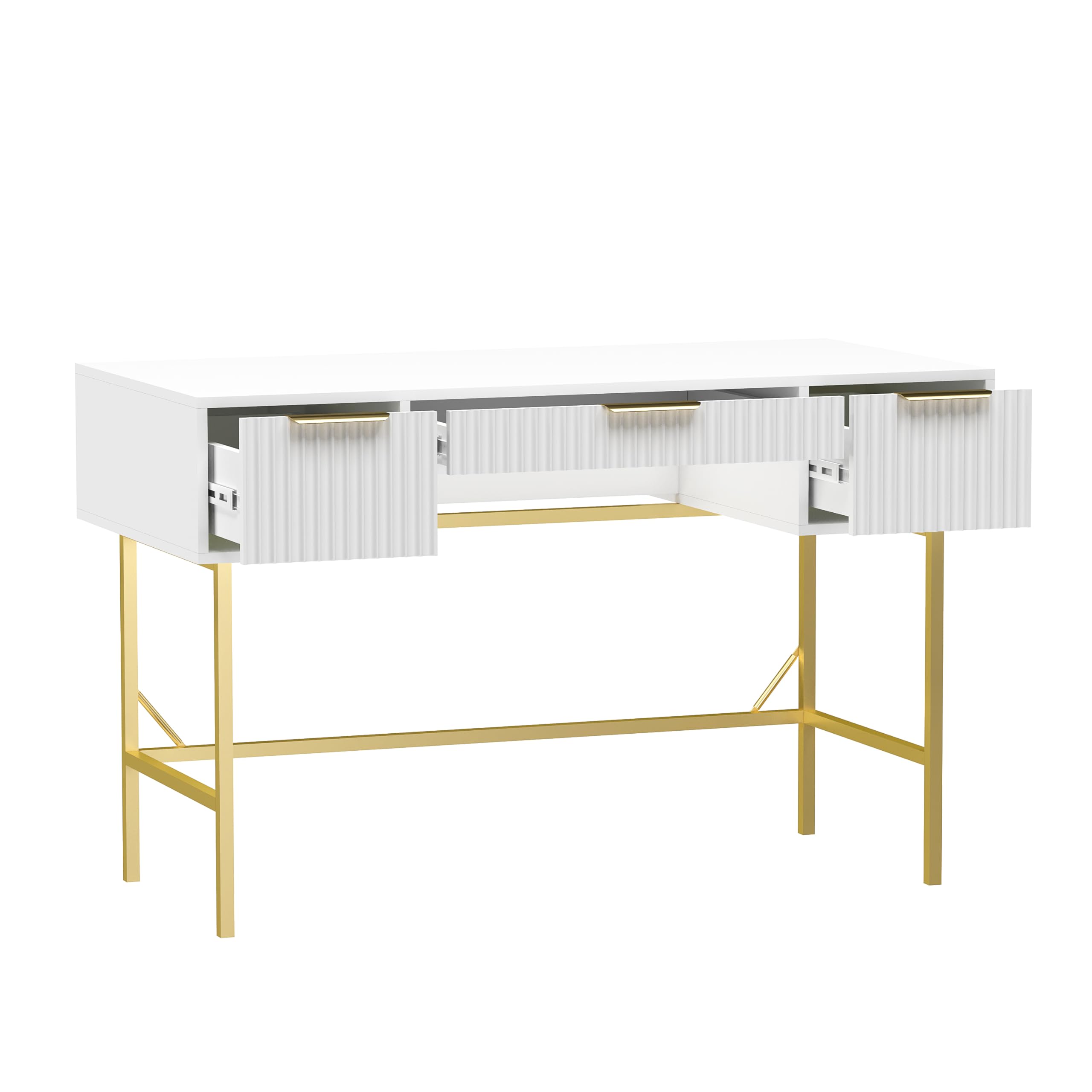 HYGRAD® Modern White Vanity Desk – Multi-Purpose Dressing Table with Drawer & Storage Shelf, Compact Computer or Makeup Table for Bedroom, Office, or Study