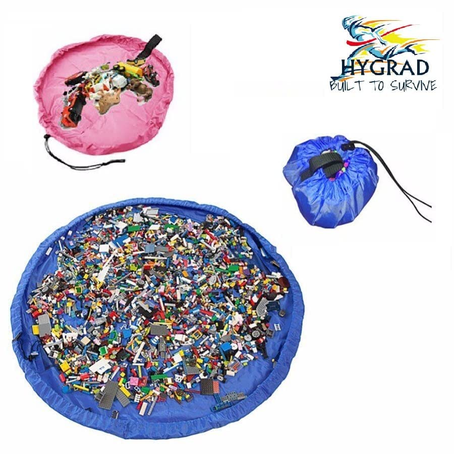 150cm Large Storage Bag Kids Nursery Play Mat Storage Bag For Toys and Lego Portable & Foldable Play Mat (Blue or Pink)