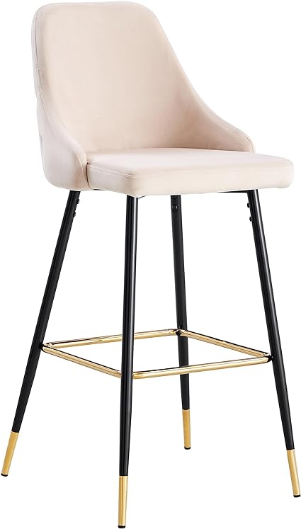 HYGRAD BUILT TO SURVIVE Soft Padded Velvet Bar Stools Kitchen Counter Breaskfast Bar Stools Dining Kitchen Island Velvet Bar Stools 4 Legs Golden Tips (1 Pcs)