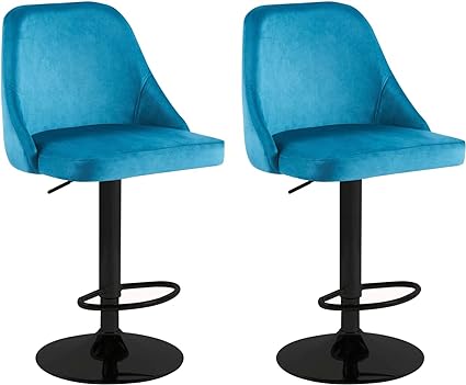 Velvet Bar Stools Height Adjustable Swivel Soft Padded Velvet Kitchen Bar Stools Home Bar Kitchen Counter Bar stools Kitchen Island Breakfast Stools (Set of 2)