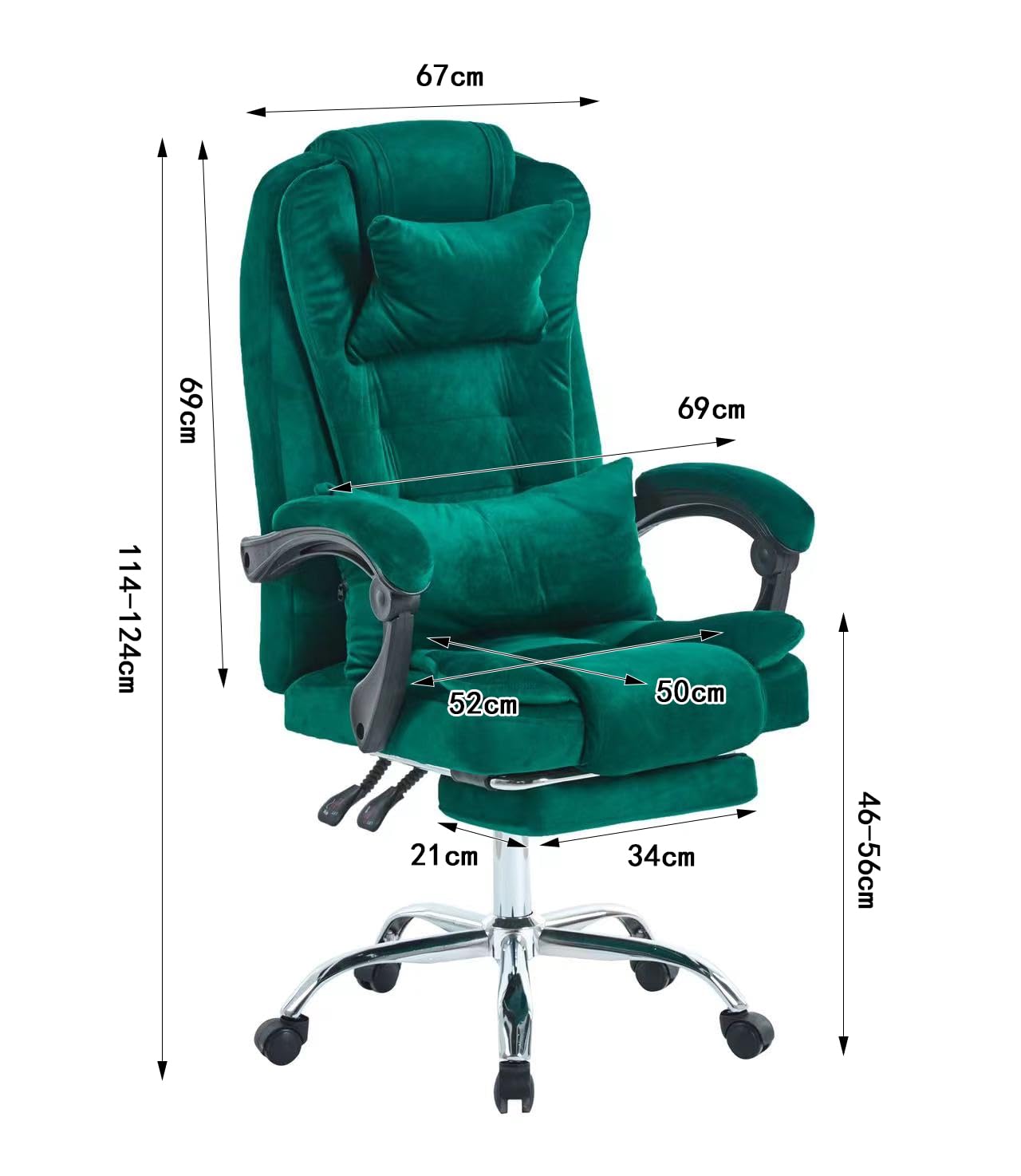 HYGRAD® Velvet Padded Office Chair Reclining Adjustable Swivel Home Office Work Chair Desk Chair Foot Rest Gaming Chair Velvet