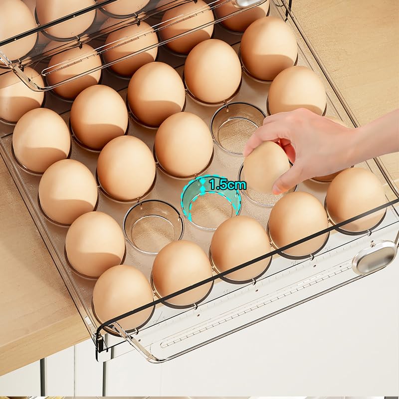 2 Tier Eggs Holder Fridge Containers Organisers Egg Storage Kitchen Stackable Storage Box For Fridge & Kitchen Countertop (60 Egg Storage)