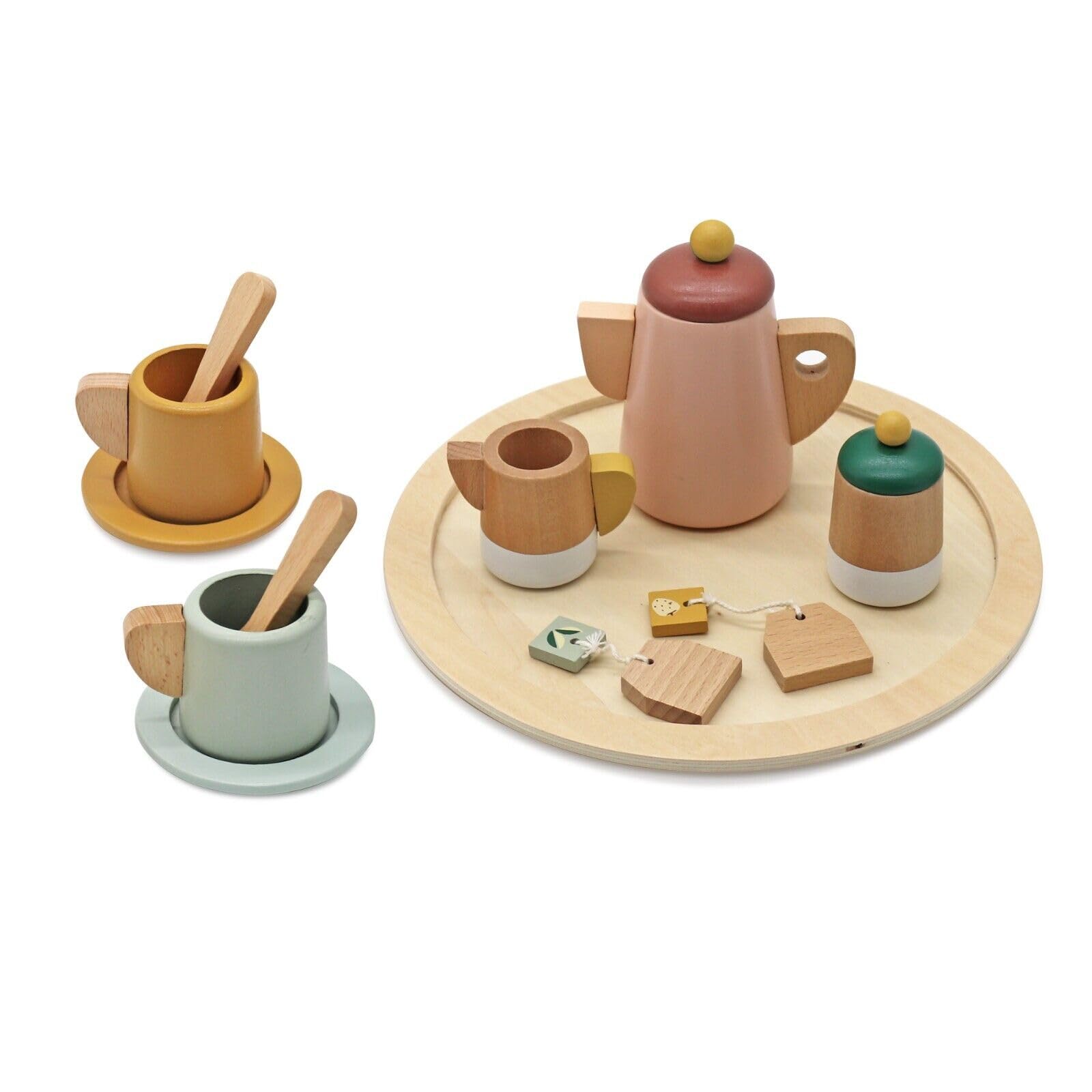 HYGRAD Wooden Tea Set For Toddlers Kids Tea Play Set Pretend Play Toys For Toddlers Kitchen Tea Set Toy Gift For Toddlers