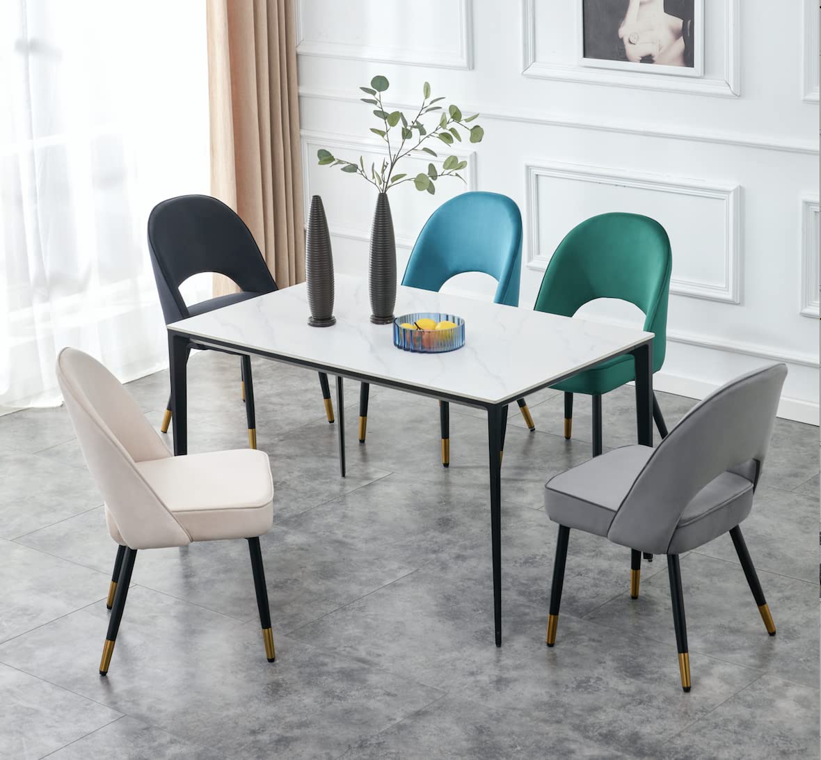 Padded Velvet Dining Chairs Set of 2 Or Single Dining Chair Upholstered Dining Seats With Black Legs Velvet Chairs For Dining Office Cafe Restaurant (Set of 2)