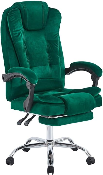 HYGRAD® Velvet Padded Office Chair Reclining Adjustable Swivel Home Office Work Chair Desk Chair Foot Rest Gaming Chair Velvet