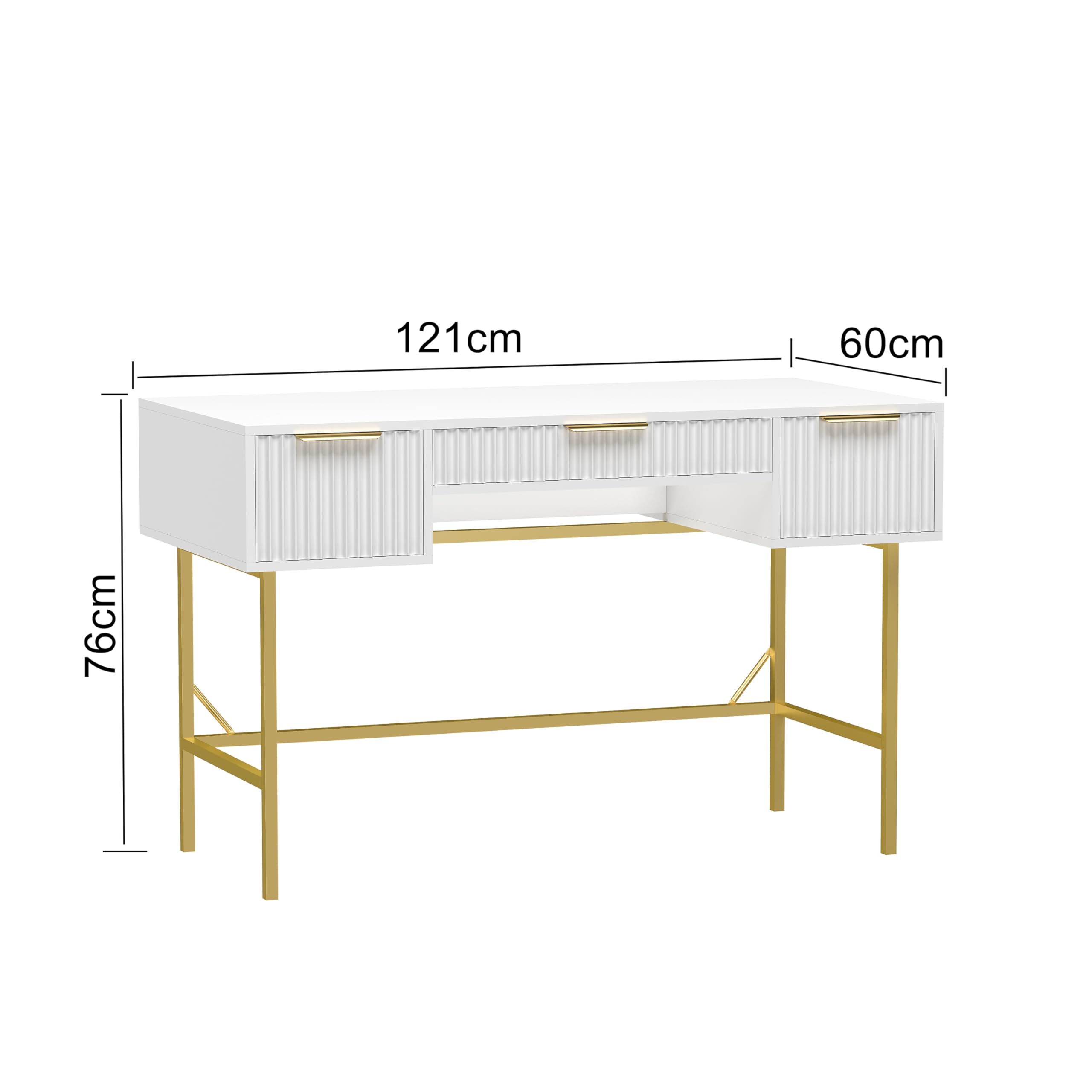 HYGRAD® Modern White Vanity Desk – Multi-Purpose Dressing Table with Drawer & Storage Shelf, Compact Computer or Makeup Table for Bedroom, Office, or Study