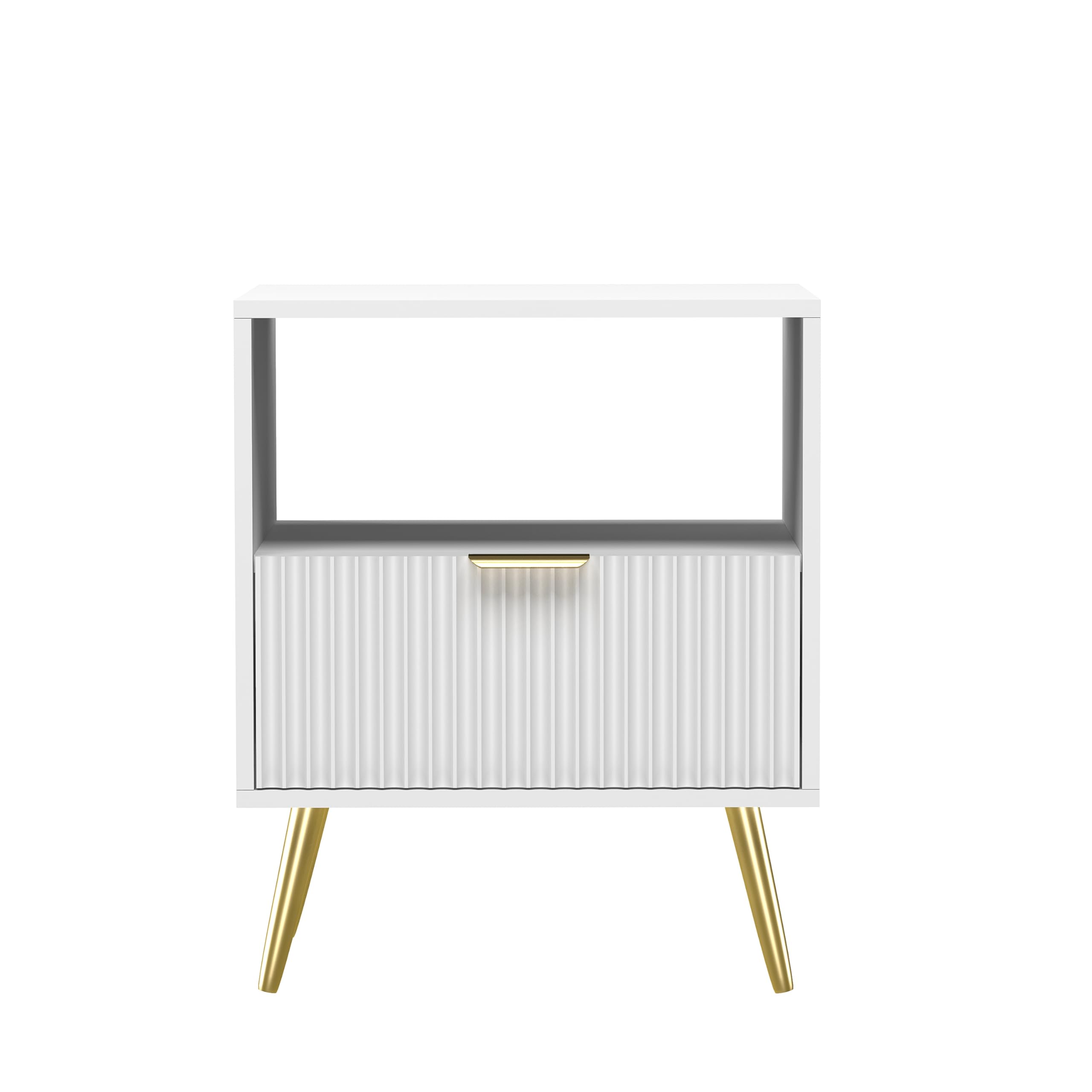 HYGRAD BUILT TO SURVIVE Living Room End Table Sofa Side Table Bedside Table Nightstand White With Golden Legs Modern Luxury Styled