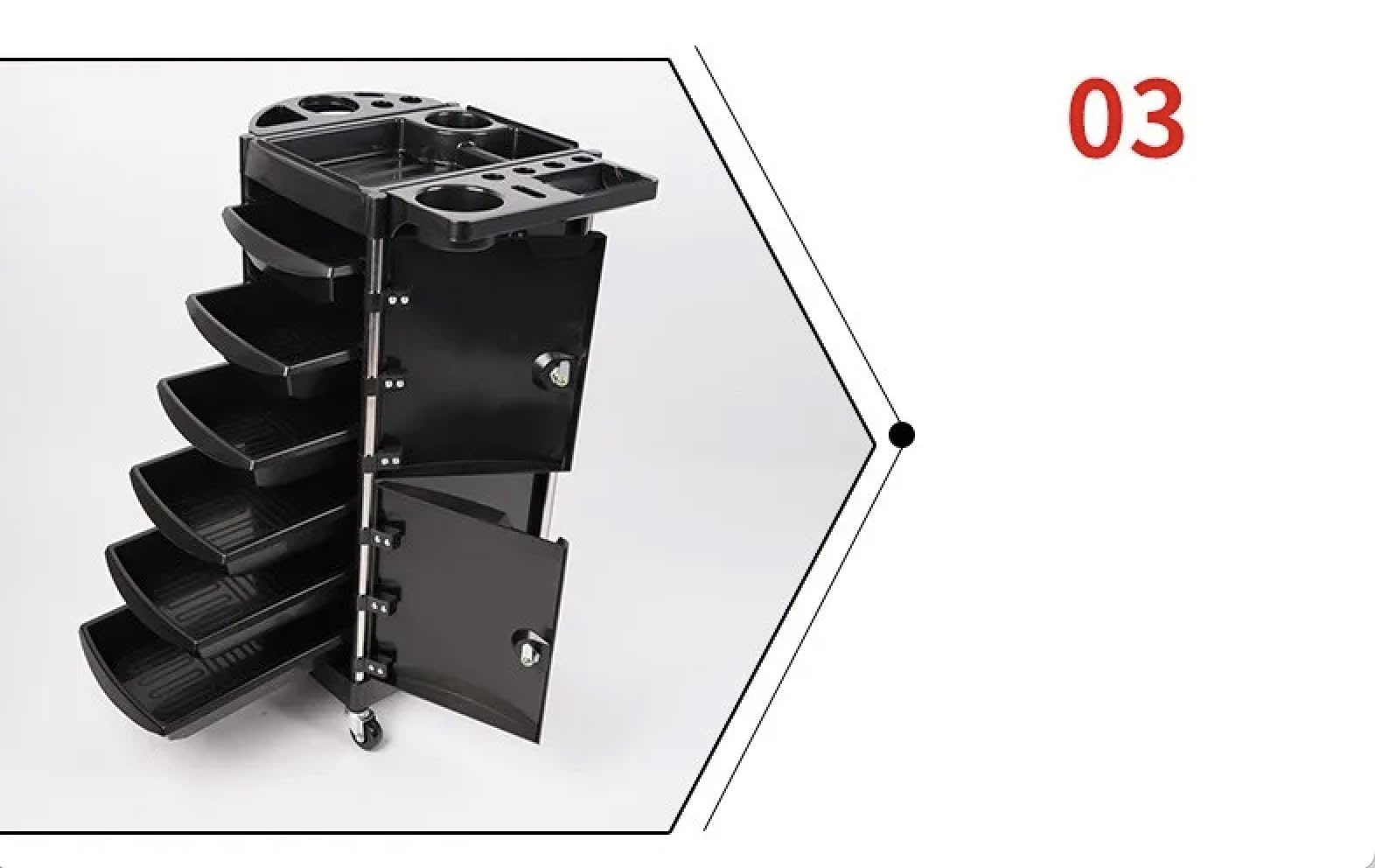 HYGRAD®Versatile Beauty Trolley for Hairstylists and Beauticians-Upper and Lower Lockable Doors with 6 Detachable Drawers- Hairdressing Trolley on Wheels for Easy Movement