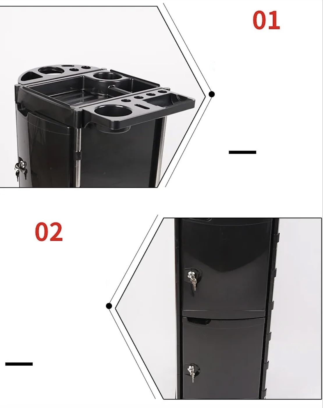 HYGRAD®Versatile Beauty Trolley for Hairstylists and Beauticians-Upper and Lower Lockable Doors with 6 Detachable Drawers- Hairdressing Trolley on Wheels for Easy Movement
