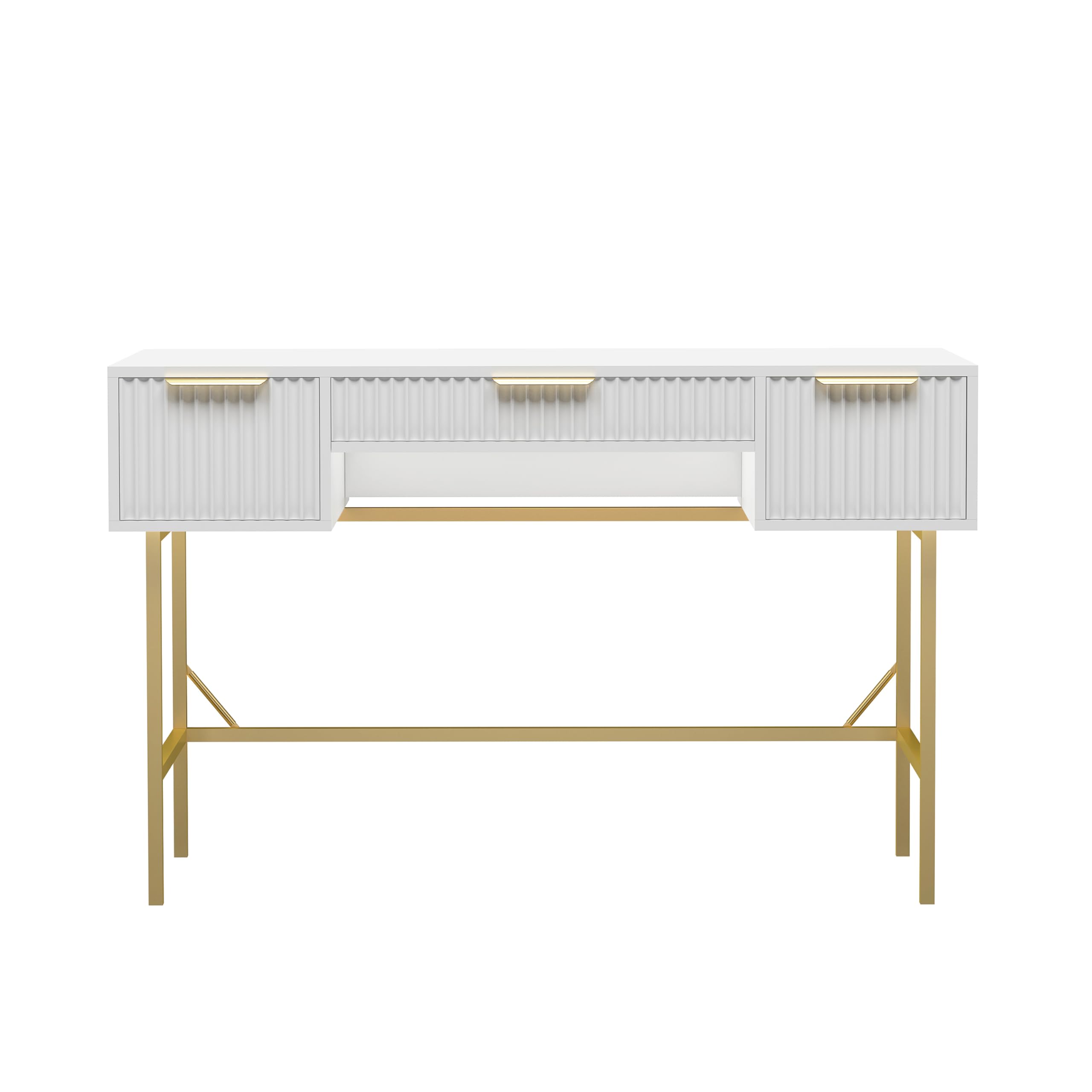 HYGRAD® Modern White Vanity Desk – Multi-Purpose Dressing Table with Drawer & Storage Shelf, Compact Computer or Makeup Table for Bedroom, Office, or Study