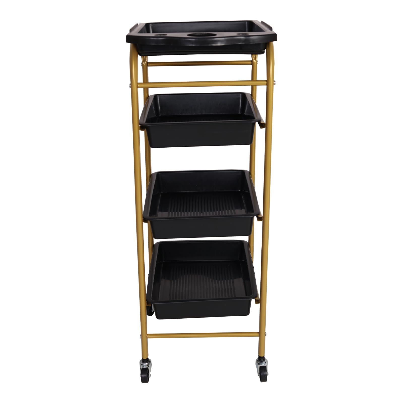 HYGRAD® 4 Layers Barber Storage Cart Hairdresser Trolley Cart On Wheels Organiser Gold Interchangeable Trays For Hairdresser Tattoo Parlour Spa Nail Salon Dental Surgery Barber