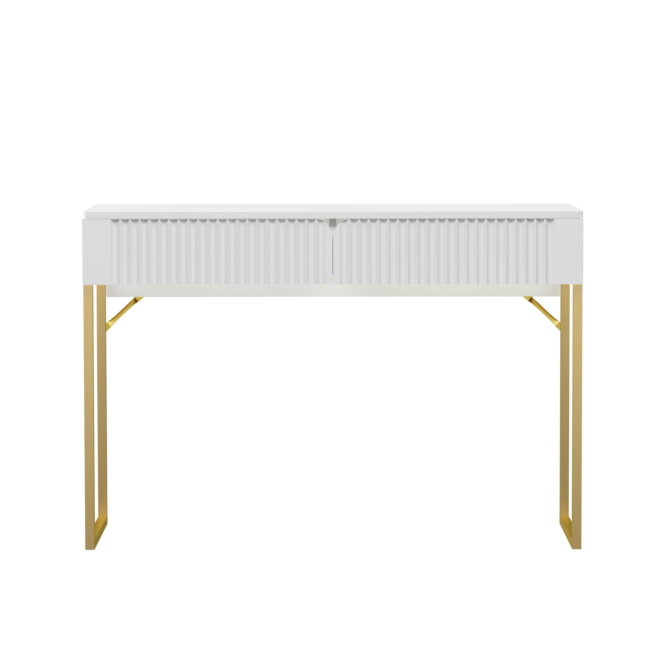 HYGRAD® Modern Hallway Console Table Entryway Display Table White Slim Table With 2 Drawers Gold Legs Living Room Sofa Table Unit