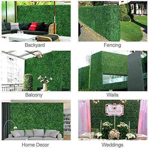 HYGRAD® 12 x Artificial Boxwood Topiary Green Artificial Grass Screen Fencing Hedge Panels 50 x 50 UK Artificial Wall Decoration Panels (Pack of 12)