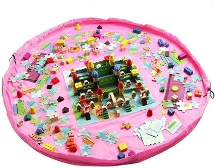 150cm Large Storage Bag Kids Nursery Play Mat Storage Bag For Toys and Lego Portable & Foldable Play Mat (Blue or Pink)