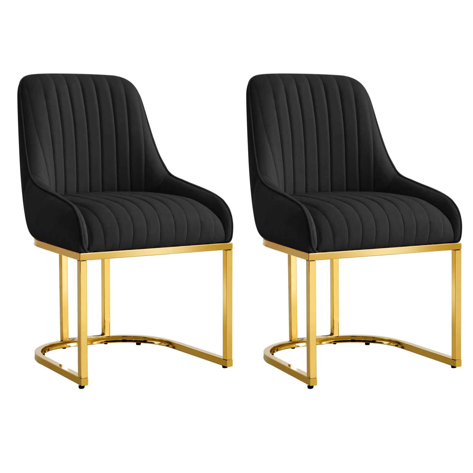HYGRAD® Set Of 2 Velvet Dining Chair Luxury Padded Dining Room Chairs Armless Gold Chairs For Kitchen Restaurant Office