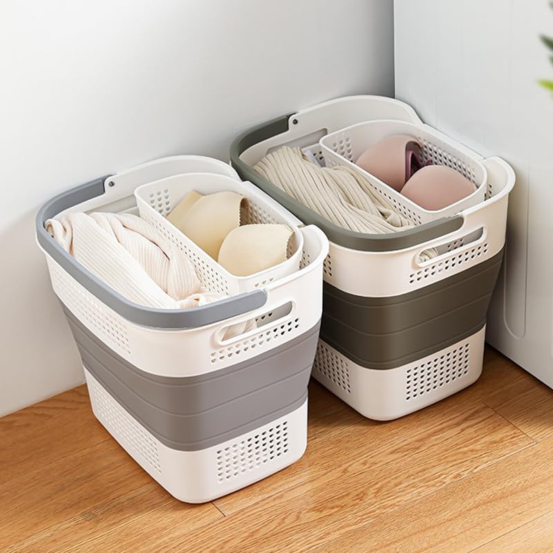 HYGRAD® Collapsible Laundry Basket 43L Heavy Duty Pop Up Laundry Hamper Telescopic Fold Away Space Saving Laundry Storage Hamper For Clothes