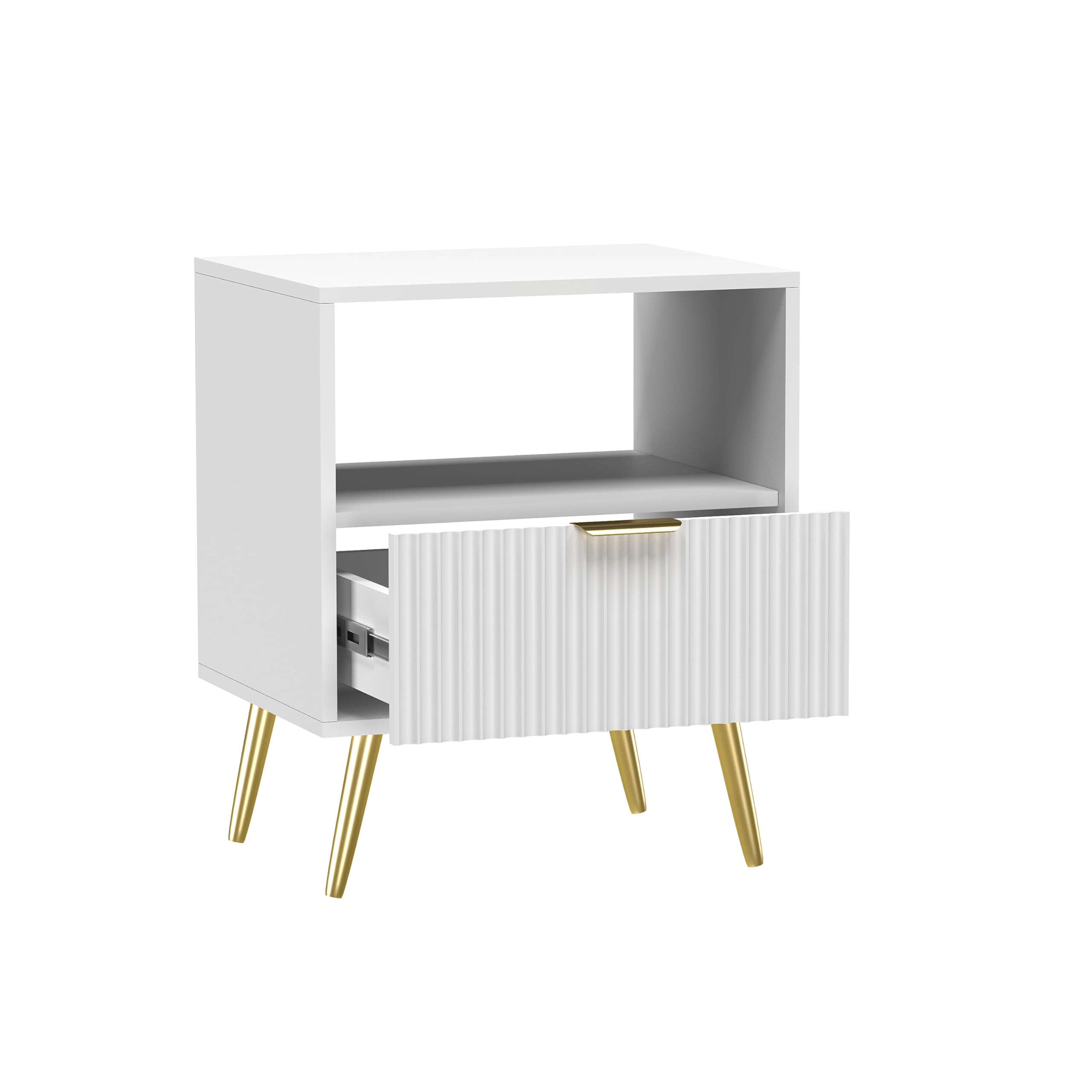HYGRAD BUILT TO SURVIVE Living Room End Table Sofa Side Table Bedside Table Nightstand White With Golden Legs Modern Luxury Styled