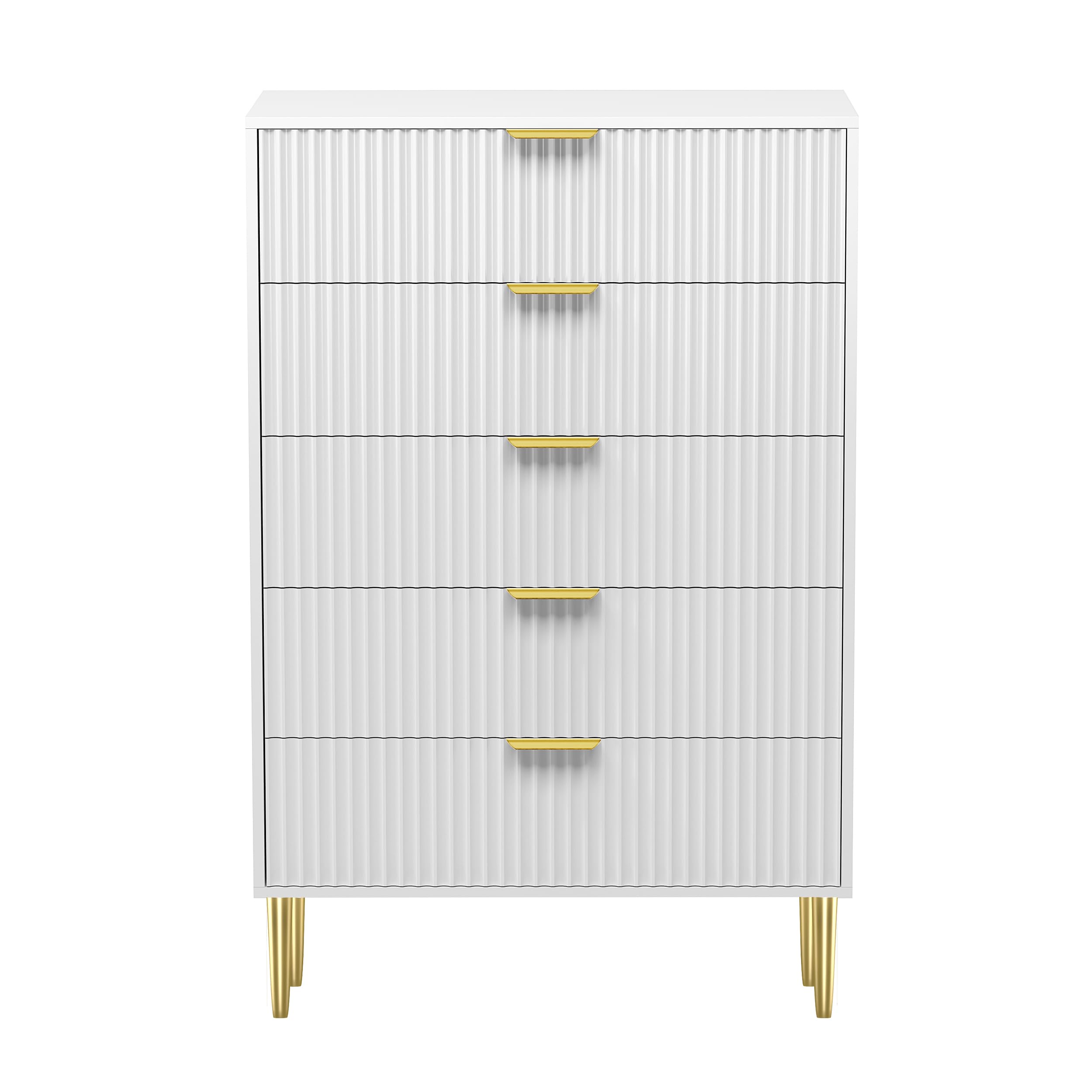 HYGRAD® Luxury Chest Of Drawers For Bedroom 5 Drawer Chest Storage Unit Gold Legs & Handles Wooden Chest Of Drawers Free Standing