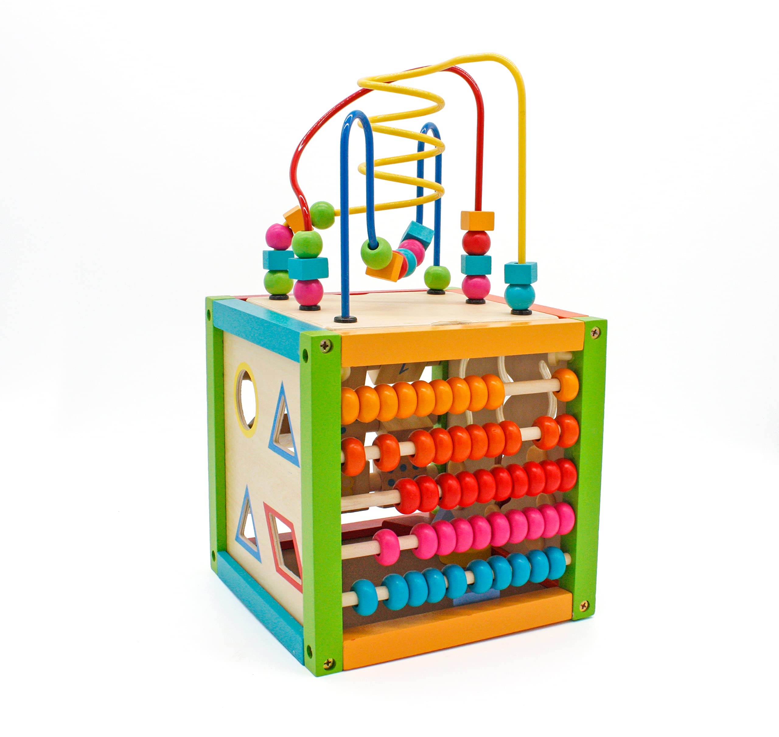 HYGRAD® Wooden Activity Cube 5 in 1 Montessori Activity Toy Kids Bead Maze Numbers Shape Play Toy Nursery Fun For Ages 2+