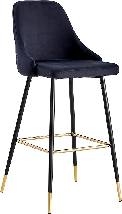 HYGRAD BUILT TO SURVIVE Soft Padded Velvet Bar Stools Kitchen Counter Breaskfast Bar Stools Dining Kitchen Island Velvet Bar Stools 4 Legs Golden Tips (1 Pcs)
