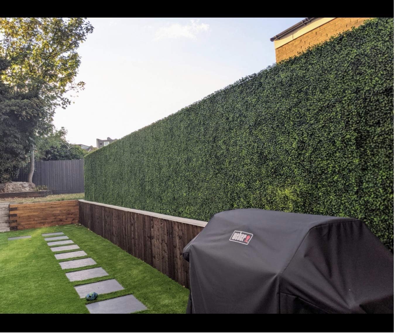HYGRAD® 12 x Artificial Boxwood Topiary Green Artificial Grass Screen Fencing Hedge Panels 50 x 50 UK Artificial Wall Decoration Panels (Pack of 12)