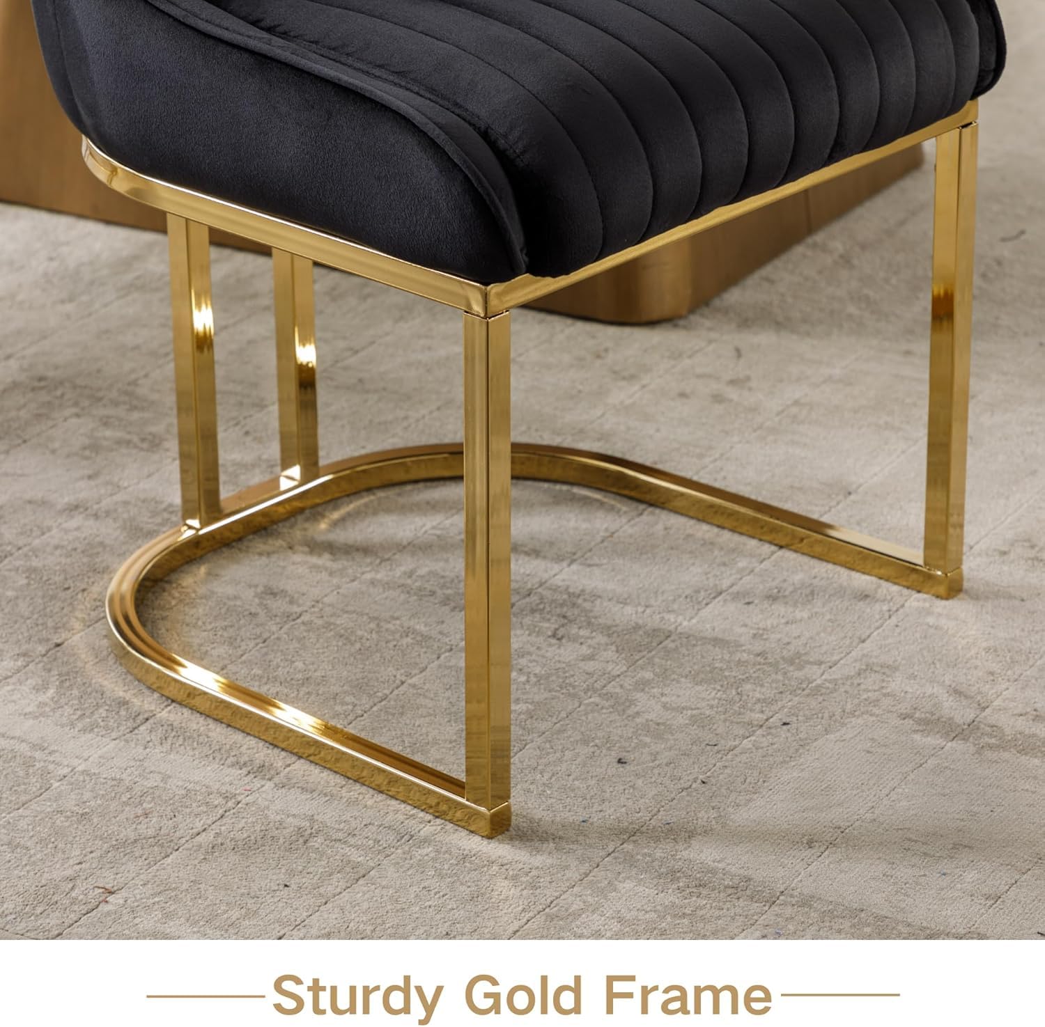 HYGRAD® Set Of 2 Velvet Dining Chair Luxury Padded Dining Room Chairs Armless Gold Chairs For Kitchen Restaurant Office