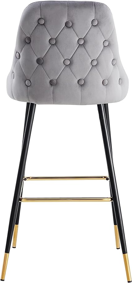 HYGRAD BUILT TO SURVIVE Soft Padded Velvet Bar Stools Kitchen Counter Breaskfast Bar Stools Dining Kitchen Island Velvet Bar Stools 4 Legs Golden Tips (1 Pcs)