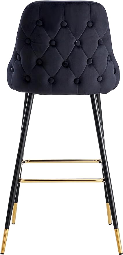 HYGRAD BUILT TO SURVIVE Soft Padded Velvet Bar Stools Kitchen Counter Breaskfast Bar Stools Dining Kitchen Island Velvet Bar Stools 4 Legs Golden Tips (1 Pcs)