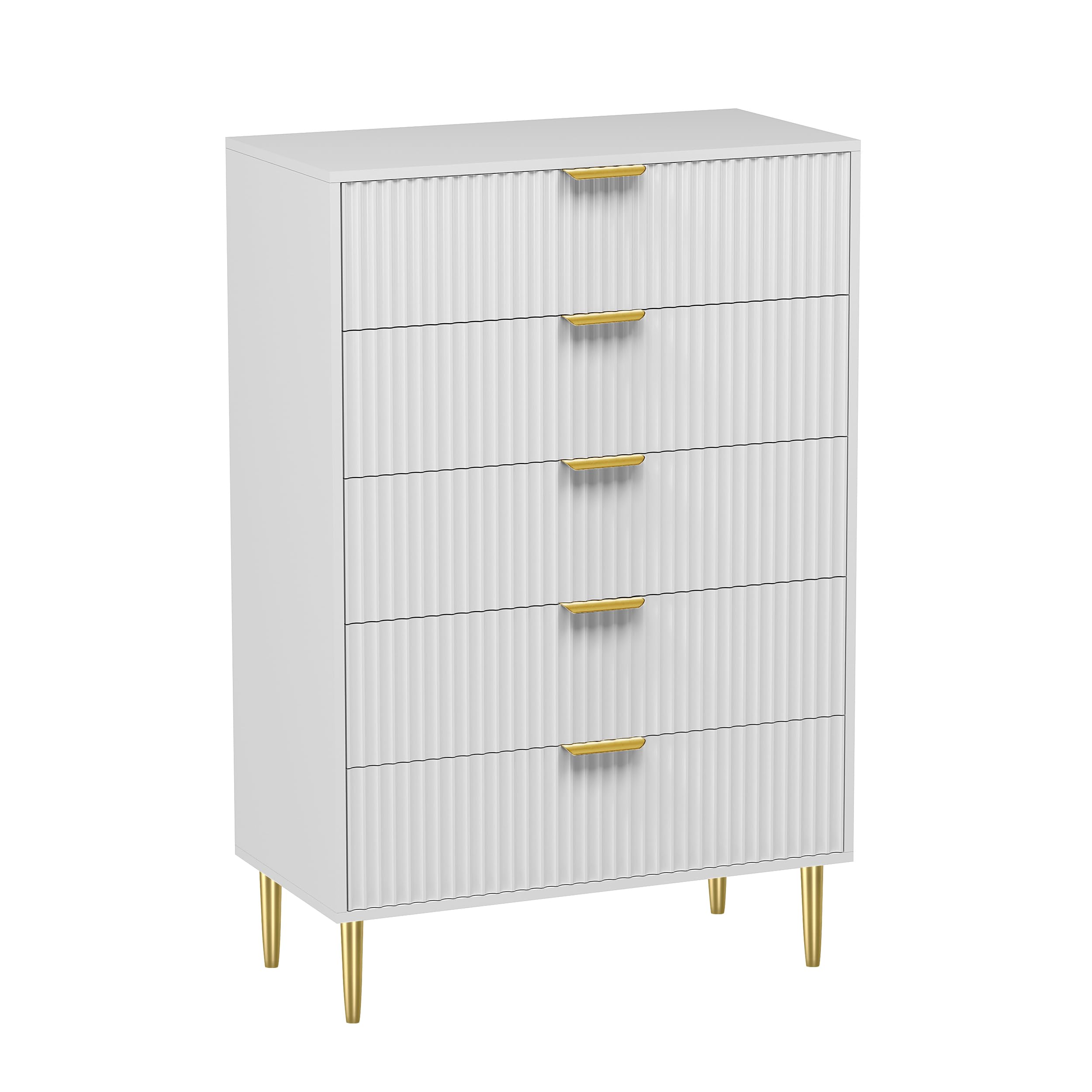 HYGRAD® Luxury Chest Of Drawers For Bedroom 5 Drawer Chest Storage Unit Gold Legs & Handles Wooden Chest Of Drawers Free Standing