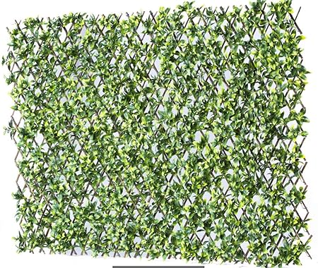 HYGRAD® Garden Screening Trellis Expanding Wooden Fence with Artificial Plant Leaves UK (Purple)