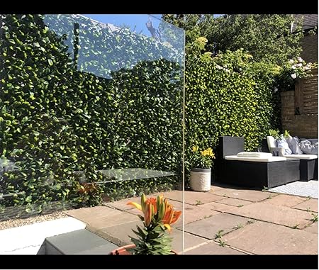 HYGRAD® Garden Screening Trellis Expanding Wooden Fence with Artificial Plant Leaves UK (Purple)