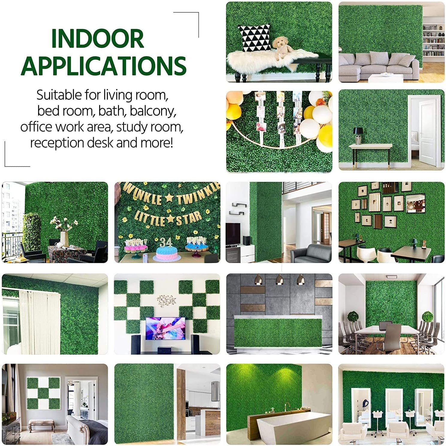 HYGRAD® 12 x Artificial Boxwood Topiary Green Artificial Grass Screen Fencing Hedge Panels 50 x 50 UK Artificial Wall Decoration Panels (Pack of 12)