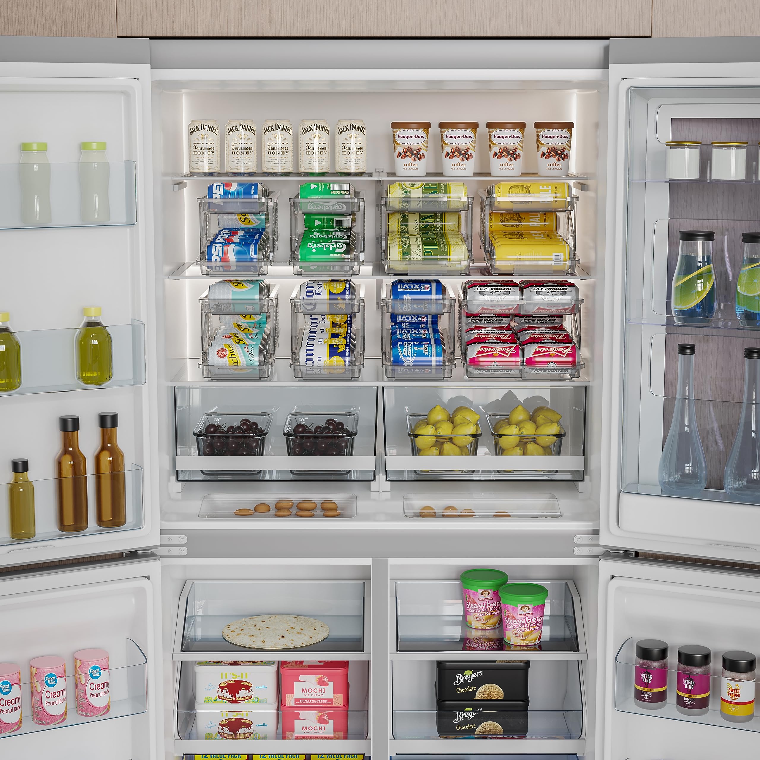 HYGRAD® Soda Can Dispenser Automatic Fridge Drink Can Storage Dispenser Drinks Organiser Stackable Drink Can Storage Dispenser Adjustable for Can Size Holds Up to 10-12 Cans.