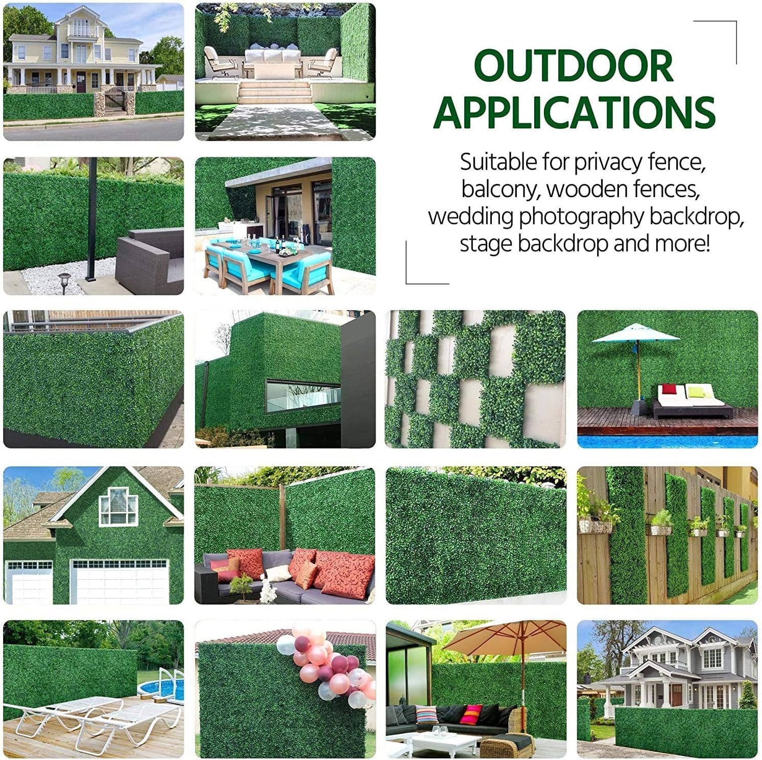 HYGRAD® 12 x Artificial Boxwood Topiary Green Artificial Grass Screen Fencing Hedge Panels 50 x 50 UK Artificial Wall Decoration Panels (Pack of 12)