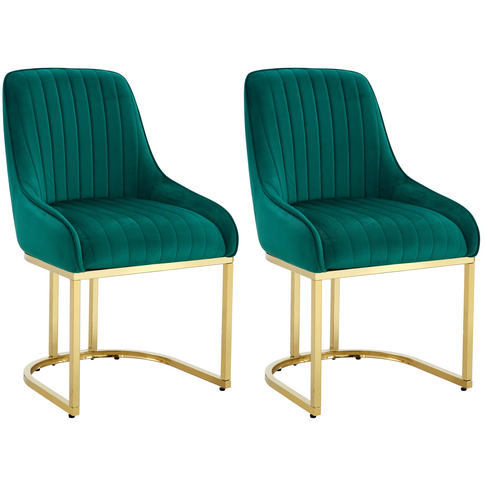 HYGRAD® Set Of 2 Velvet Dining Chair Luxury Padded Dining Room Chairs Armless Gold Chairs For Kitchen Restaurant Office
