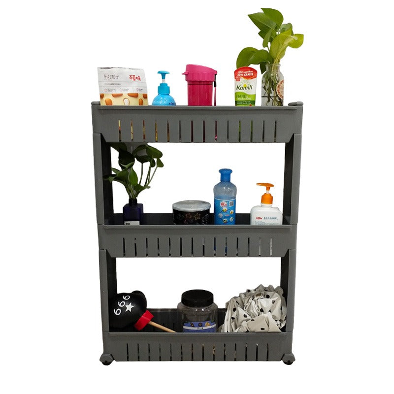 Slim Kitchen Trolley with Wheels – 3 or 4 Tier Slide-In Storage Cart for Bathroom or Pantry – Space Saving Organizer in White, Grey or Black