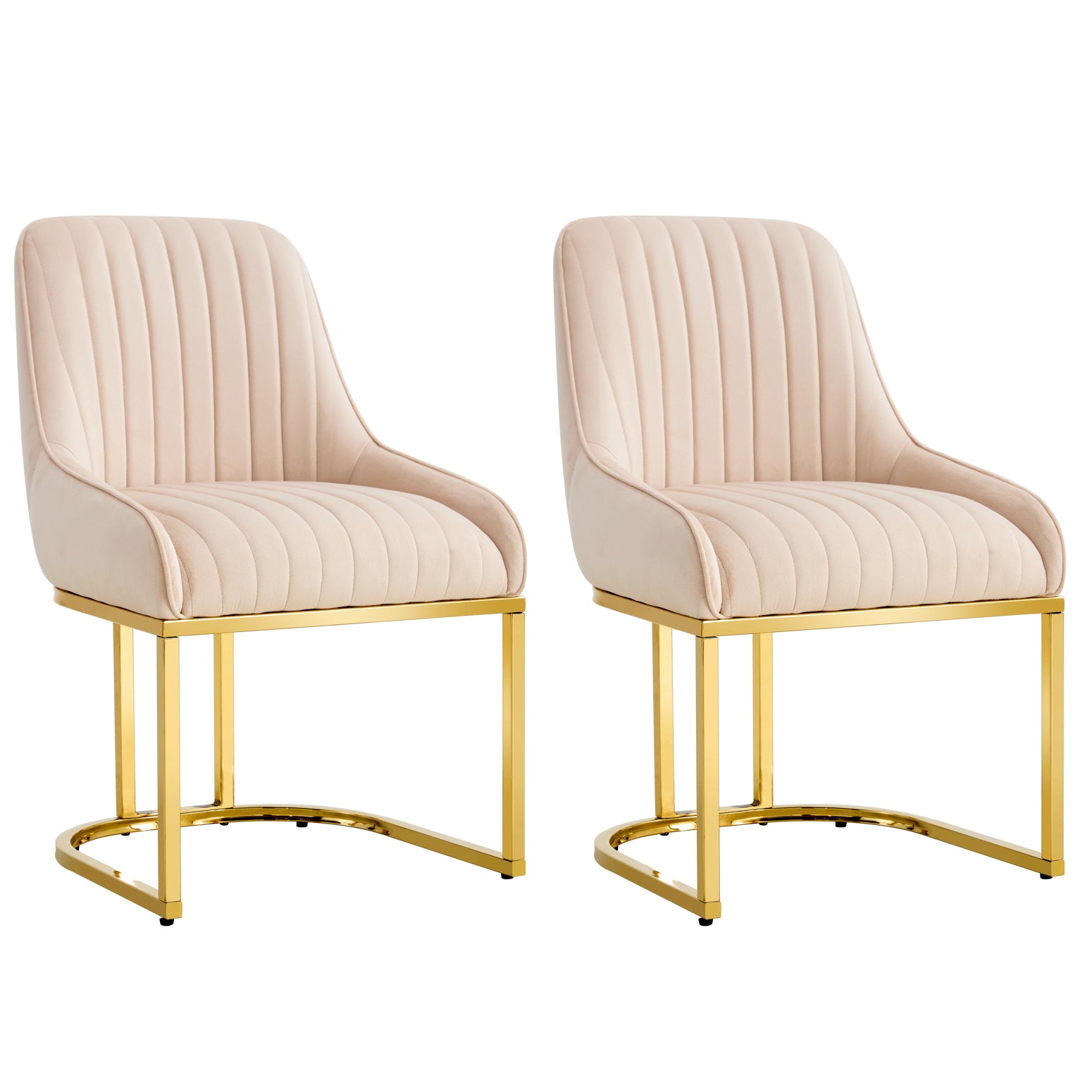 HYGRAD® Set Of 2 Velvet Dining Chair Luxury Padded Dining Room Chairs Armless Gold Chairs For Kitchen Restaurant Office