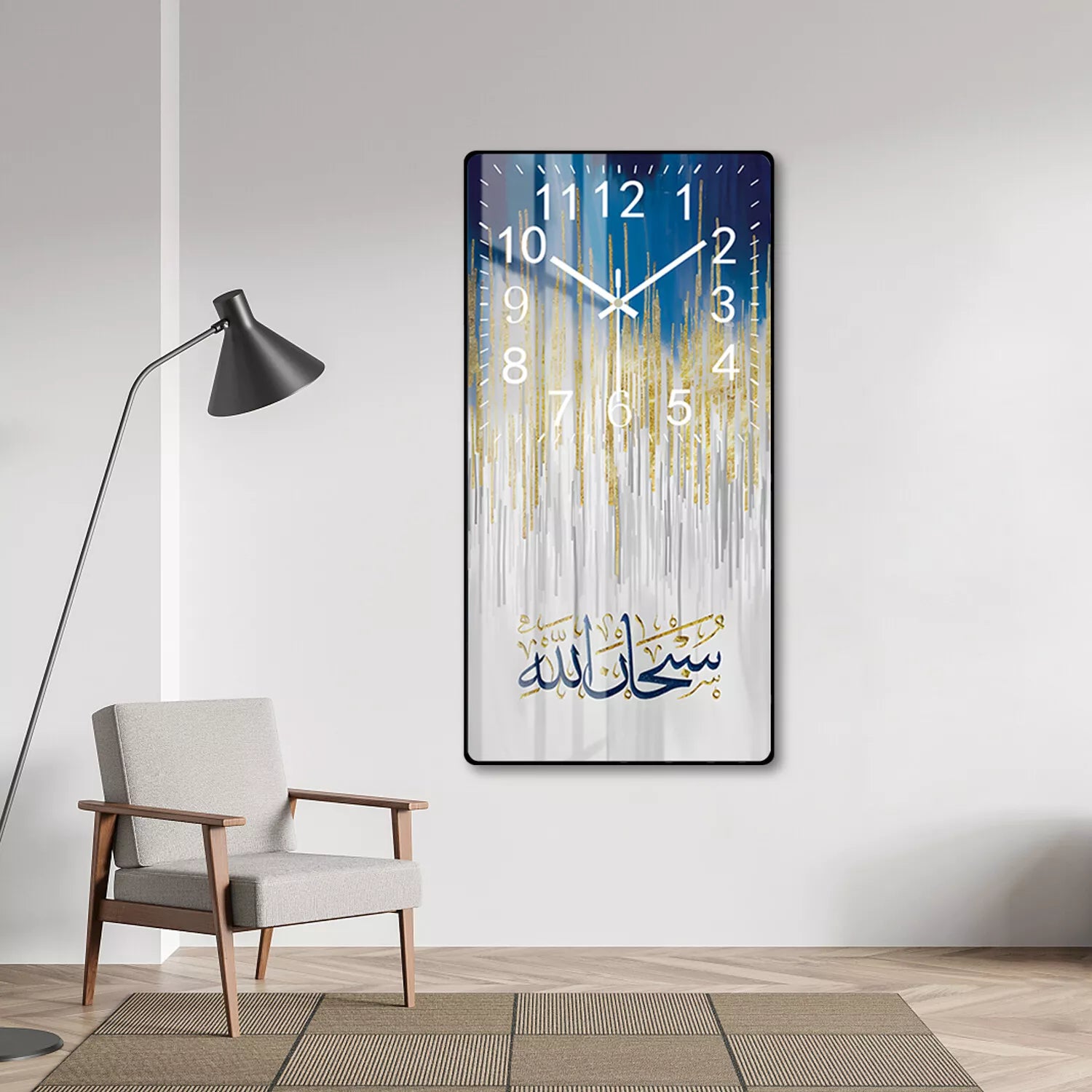 HYGRAD BUILT TO SURVIVE 𝗛𝗬𝗚𝗥𝗔𝗗 - Modern Style Islamic Calligraphy Wall Clock Crystal Porcelain Acrylic wall Art For Living Room, Kitchen Wall Home Decor (Design A)