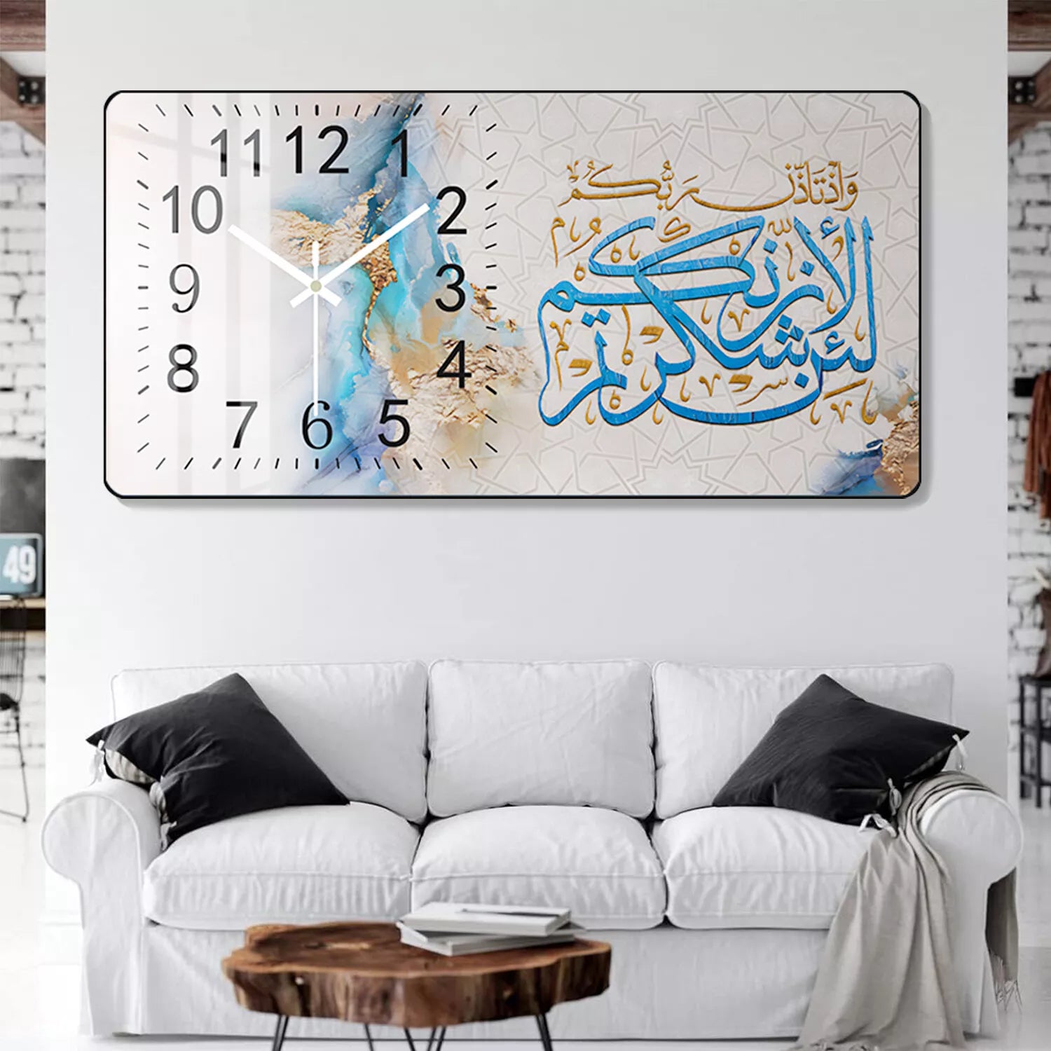 HYGRAD BUILT TO SURVIVE 𝗛𝗬𝗚𝗥𝗔𝗗 - Modern Style Islamic Calligraphy Wall Clock Crystal Porcelain Acrylic wall Art For Living Room, Kitchen Wall Home Decor (Design A)