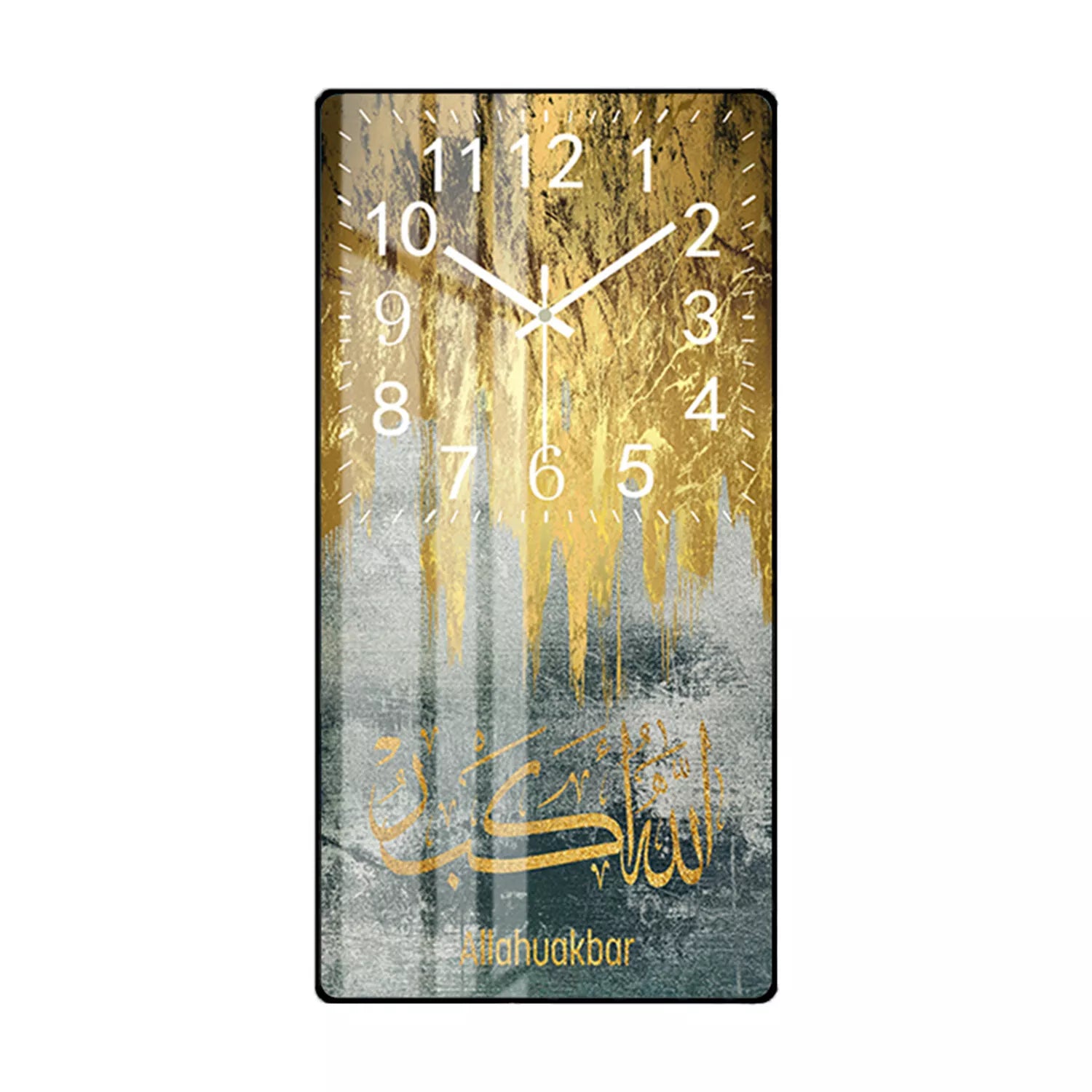 HYGRAD BUILT TO SURVIVE 𝗛𝗬𝗚𝗥𝗔𝗗 - Modern Style Islamic Calligraphy Wall Clock Crystal Porcelain Acrylic wall Art For Living Room, Kitchen Wall Home Decor (Design A)